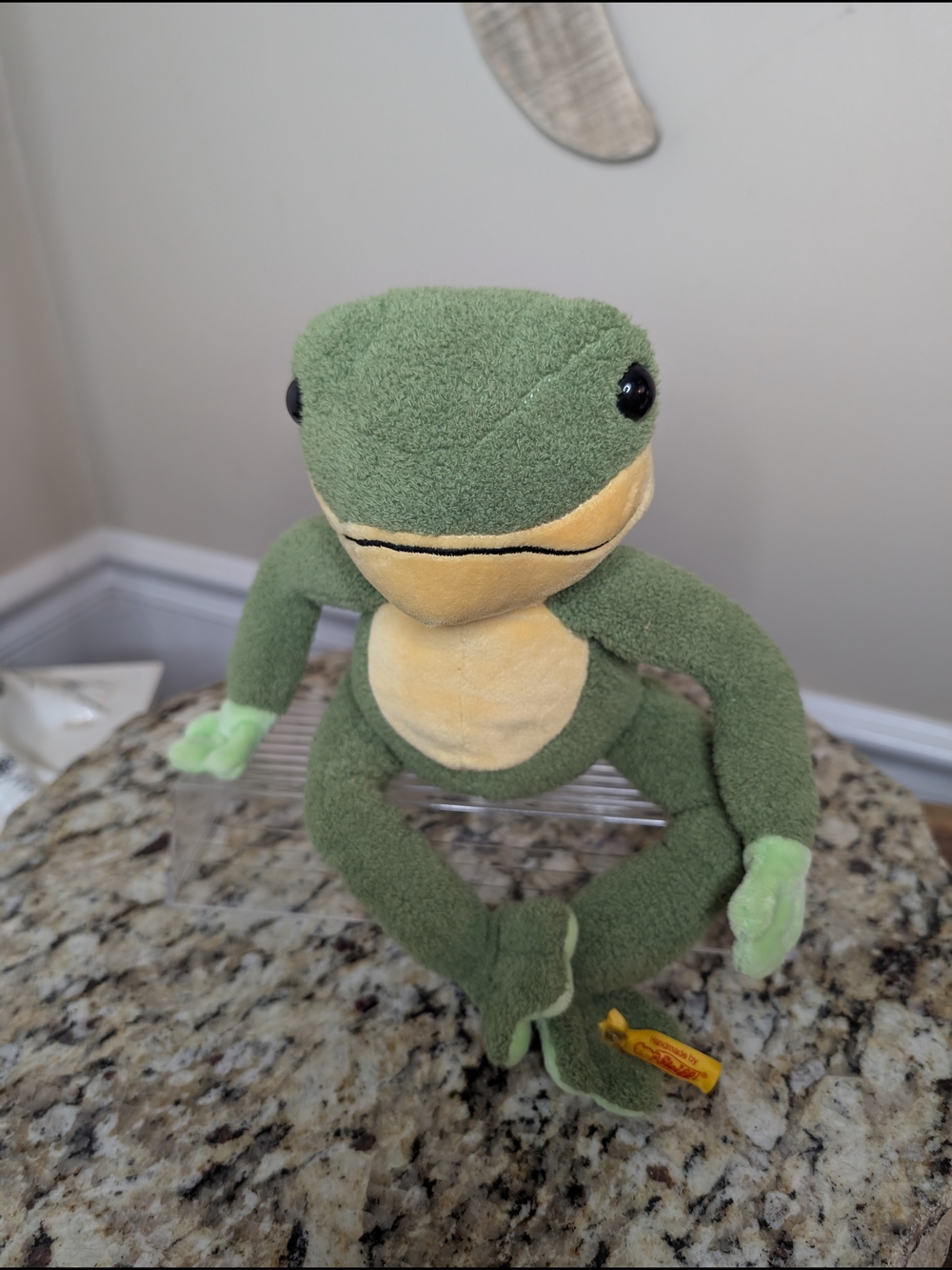 Steiff Dangling Frog Green With Cream Face And Belly